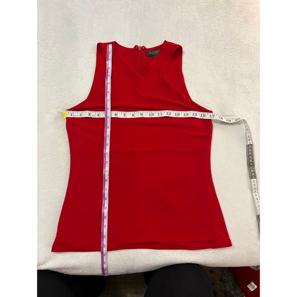 Lauren Ralph Lauren Petites Cris Cross neckline sleeveless blouse top PM - Picture 7 of 7